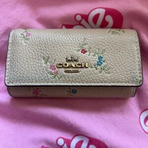 Coach Cream Floral Key & Card Holder